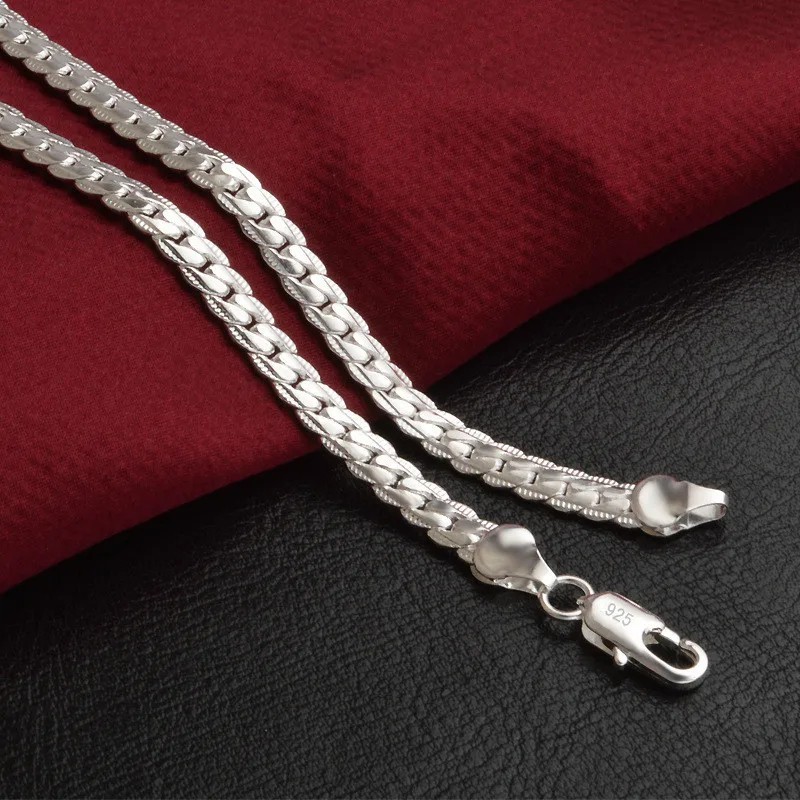 925 Sterling Solid Silver Chain Necklace Jewelry for Women Fashion Gift
