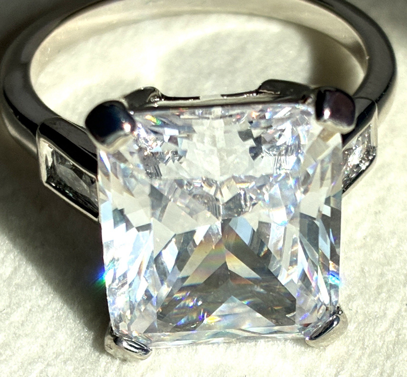 Grace Kelly Engagement Ring Replica Clarion Pell Emerald Cut, CZ Size 7 W/ Box