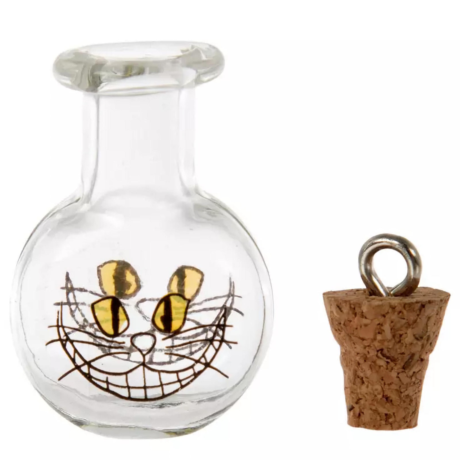 Bead Treasures FAIRY TALE CHESHIRE CAT BOTTLE CHARM Metal Glass Cork
