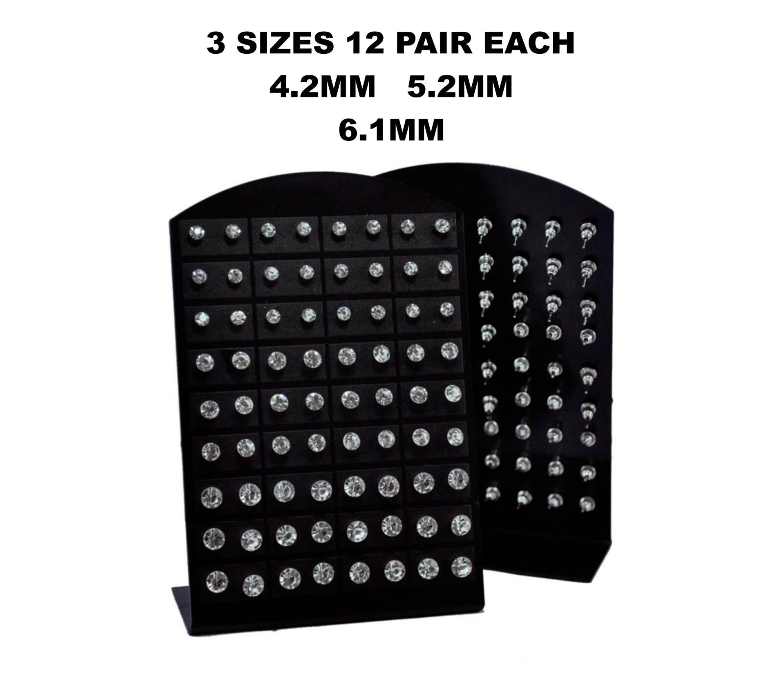 36 PCS WHOLESALE Lot 36 Pairs Cubic Zirconia Round Stud Silver CZ Earrings