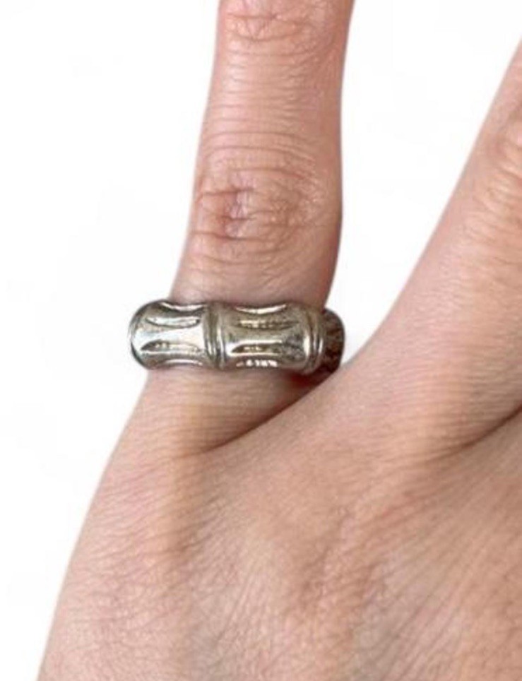 Vintage Celia Harms Sterling Silver Bamboo Ring Mexico Signed Size 4.25