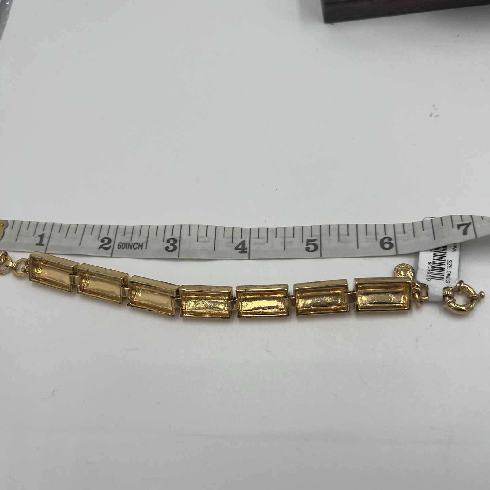 J. Crew Gold Tone Bracelet Adjustable Chain, 7 Inch, Clear Pale Pink Heavy