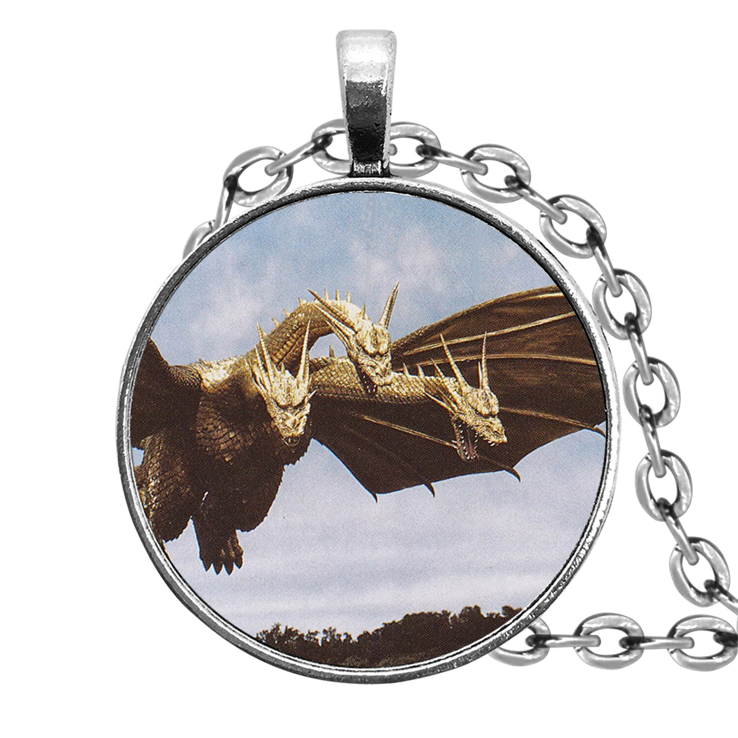 King Ghidorah Key Ring Cufflinks Tie Clip Necklace Ring Earrings Godzilla Mothra