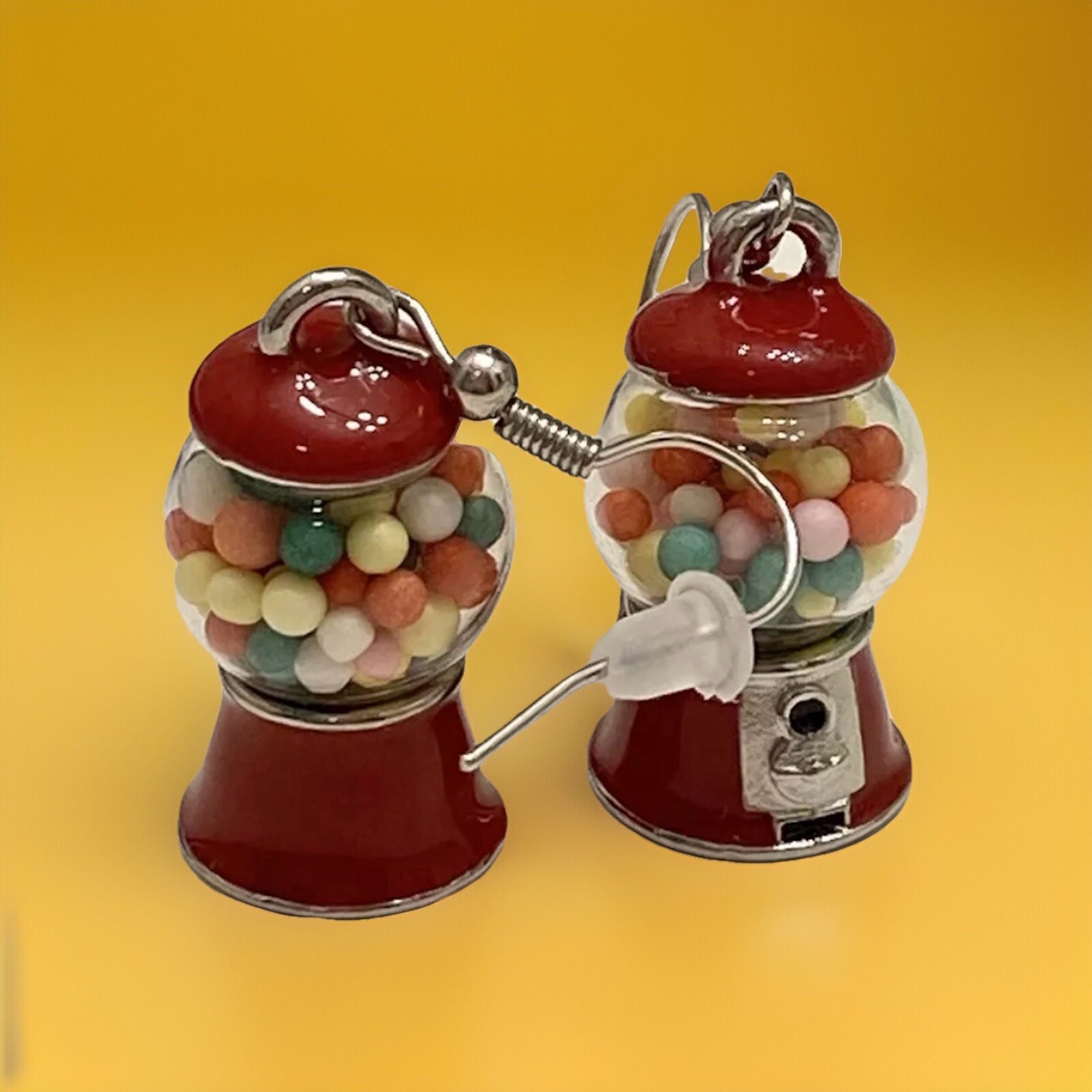 Fischer Gumball Bubblegum Machine Dangle Earrings NWOT
