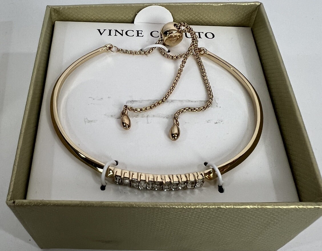 Vince Camuto Box Gold Tone Bracelet Diamond