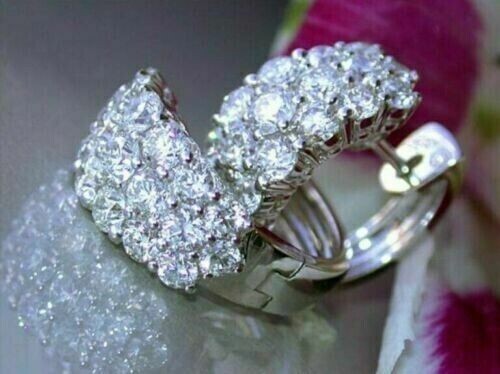 2.50 Ct Round Cut Diamond VVS1/D Huggie Hoop Earrings 14K White Gold Finish