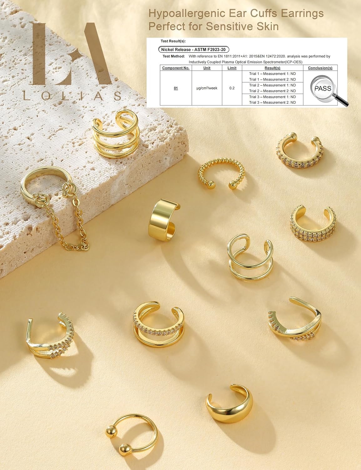 12Pcs Ear Cuffs Non Piercing – 14K Gold Plated Ear Cuff Earrings for Women Adjus