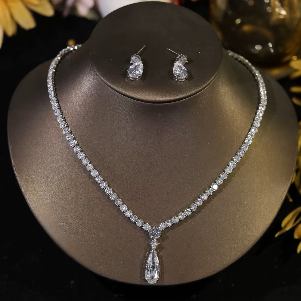 Simple 3A Zircon Drop Shape Women High Quality Party Bridal Wedding Jewelry