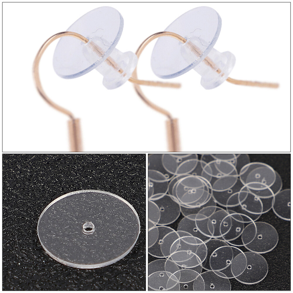 50pcs Clear Disc Pads Plastic Discs For Earring Earring Backs For Droopy Ears