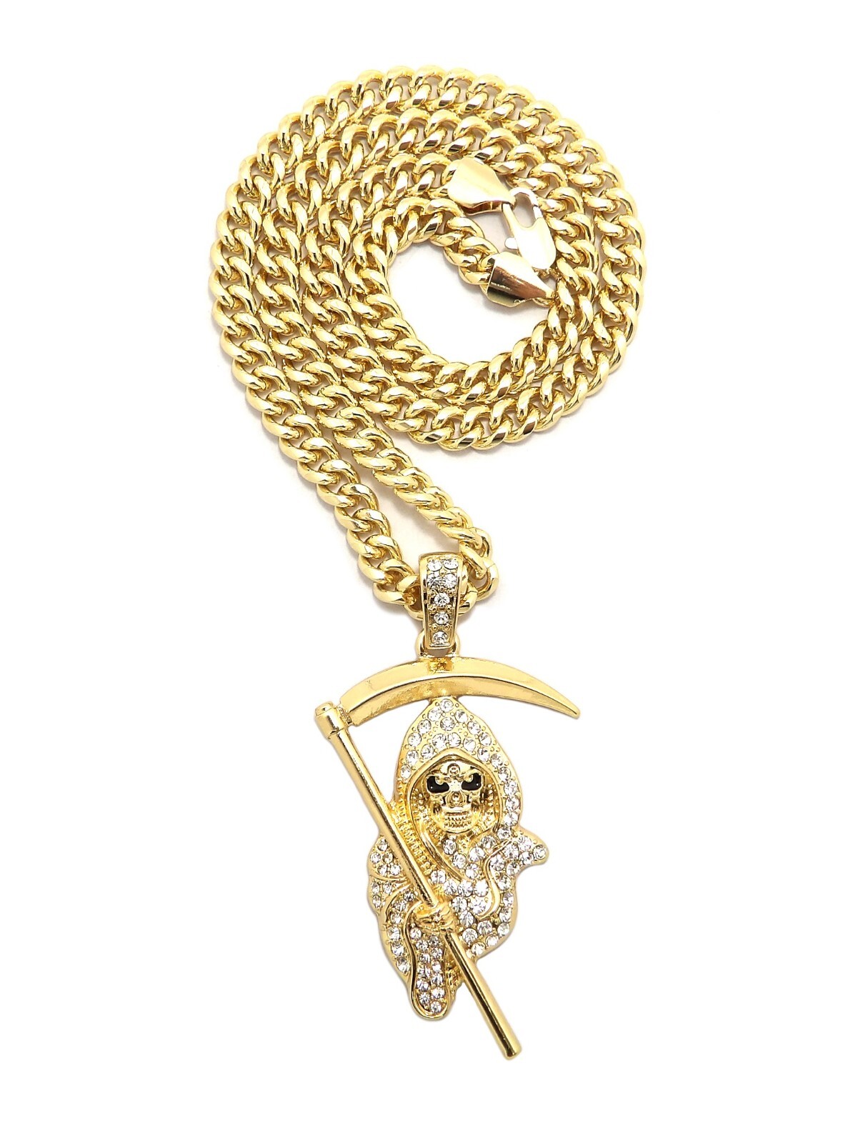 Grim Reaper The Lord of the Death Pendant 6mm 18,20,24,30″ Cuban Necklace RC4415