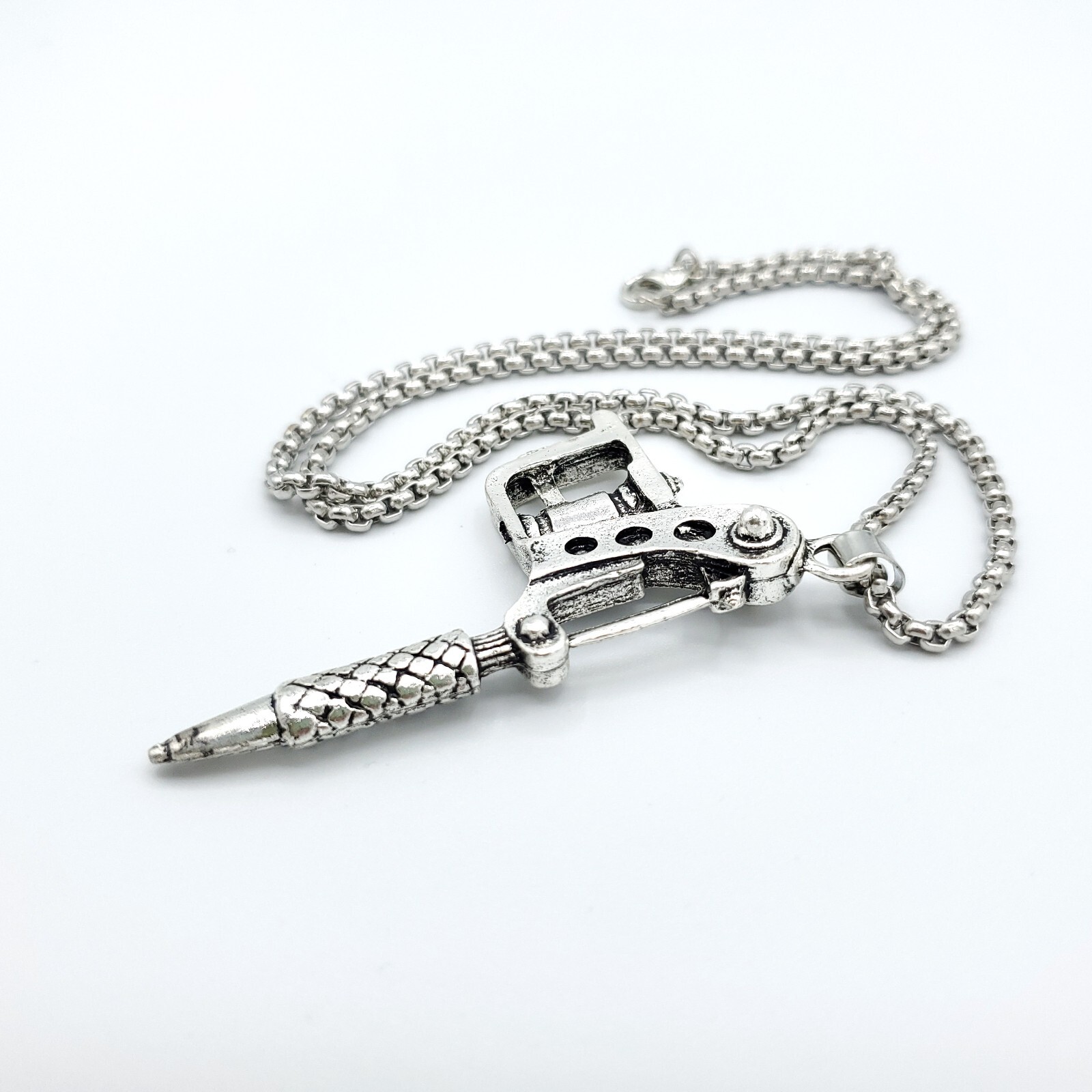Tattoo Machine Gun SILVER Plated Necklace Ink Needle Rotary Tool Body Artist