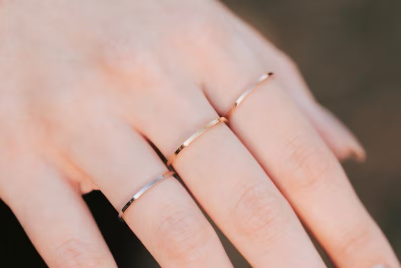 1mm thin ring/ Stackable, Simple, Flat edge, dainty, Durable, Stainless steel
