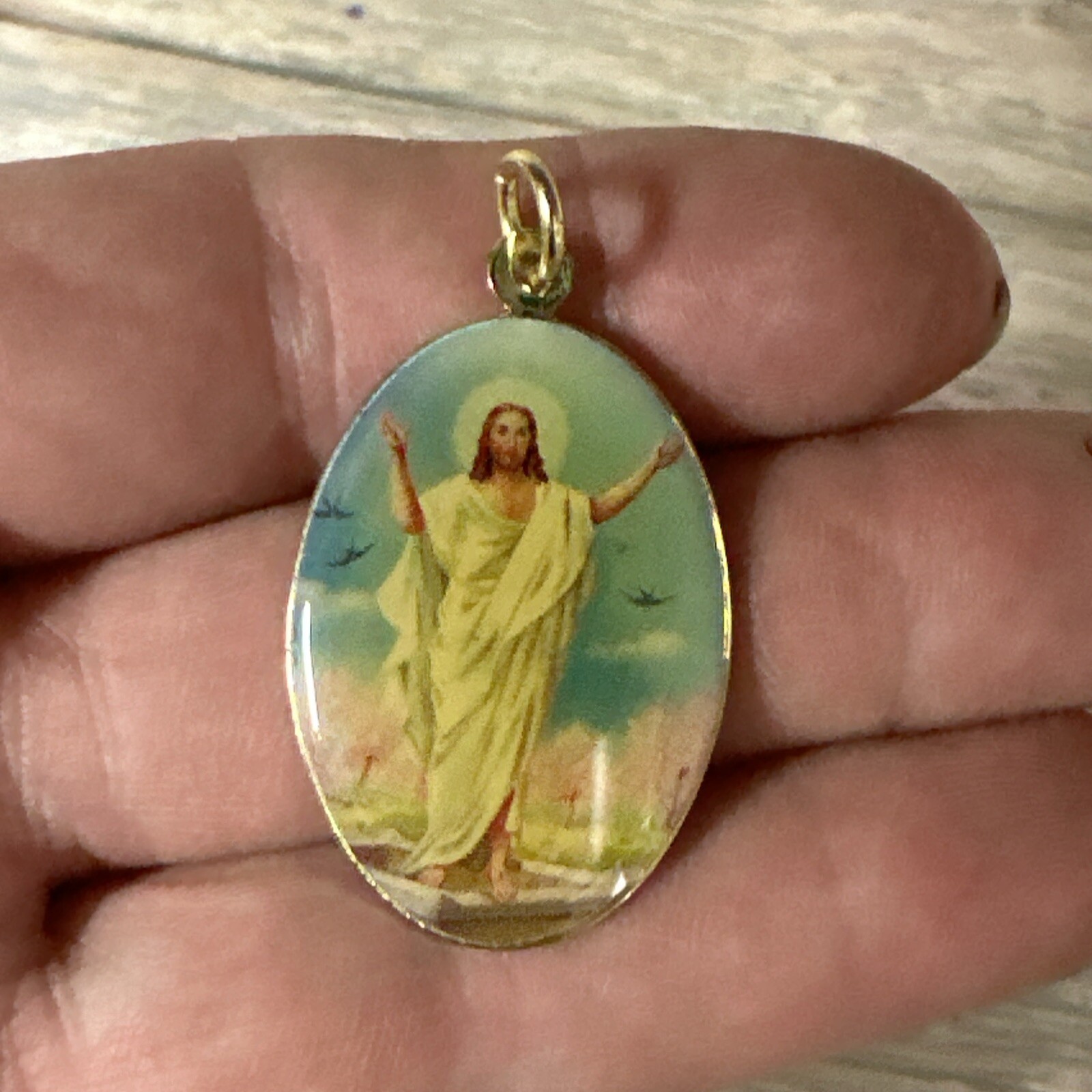 Oval Shaped “Jesus Christ” Pendant Only, No Chain