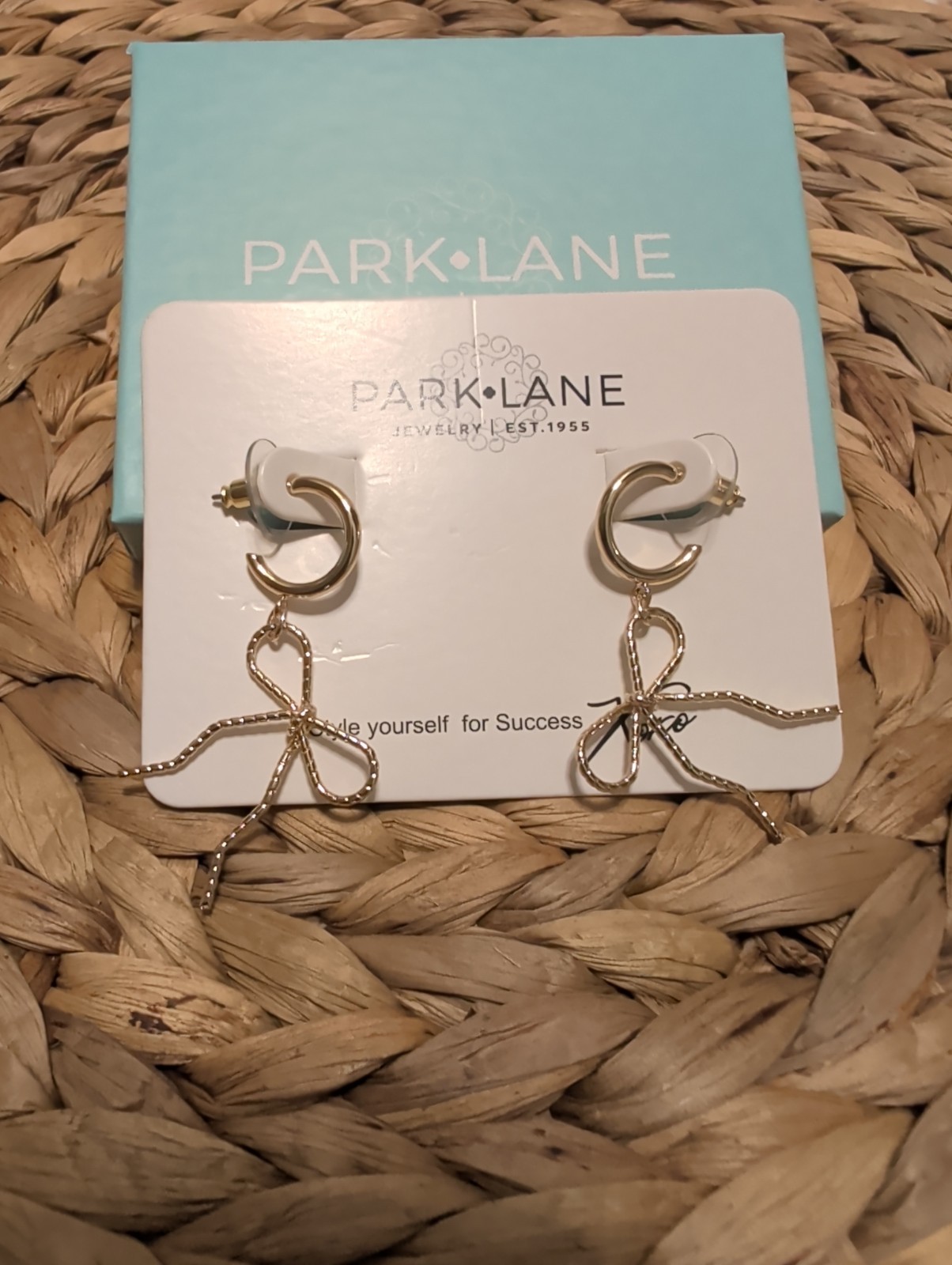 Park Lane Gold Tone Bow Dangle Earrings All Occasion Post NIB
