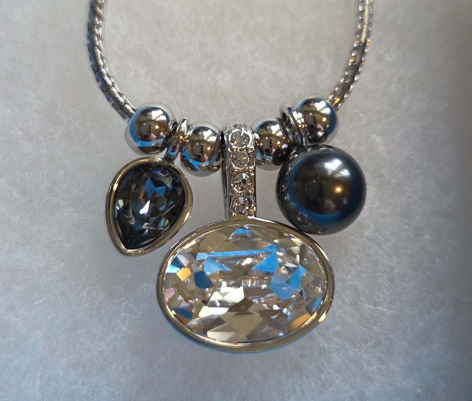 Touchstone Crystal by Swarovski Get Together Silver Pendant Necklace NIB