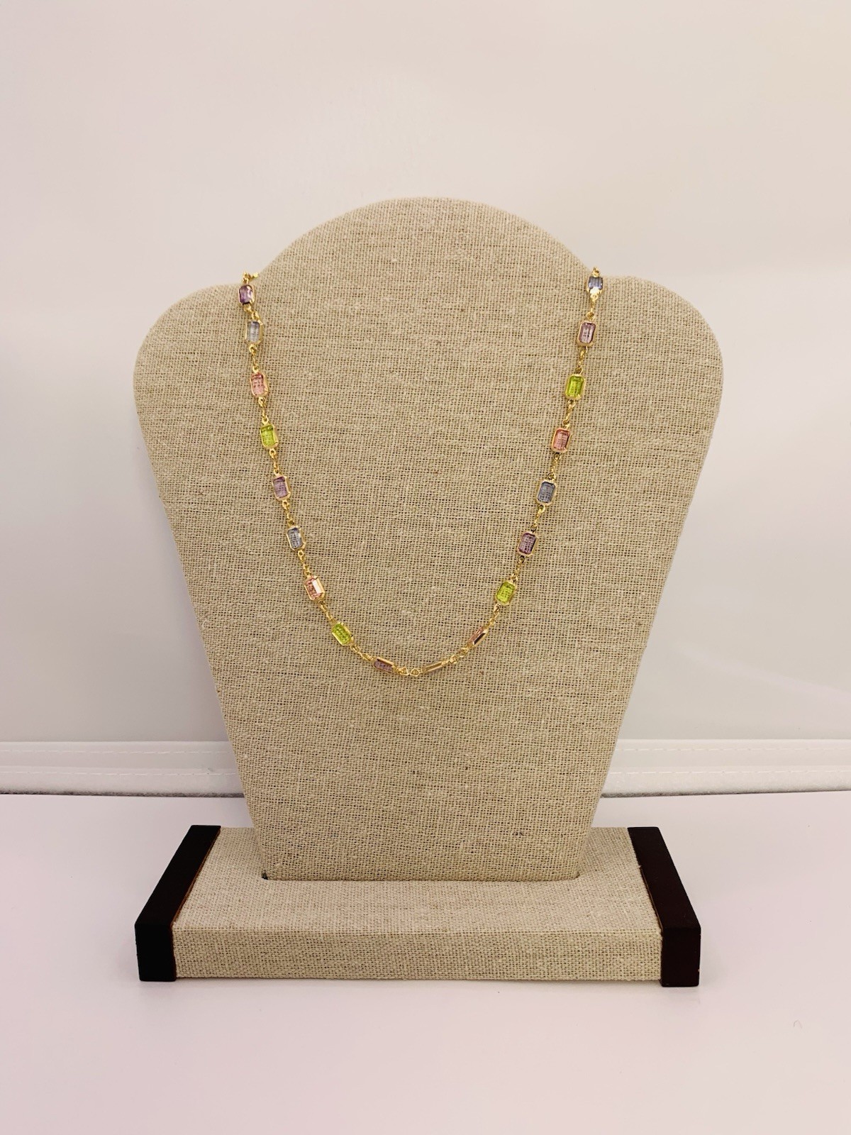 15” Long, 18k Gold Filled 5.73 Gram, 5.1mm Wide Multi-stone Necklace (#MSN1)