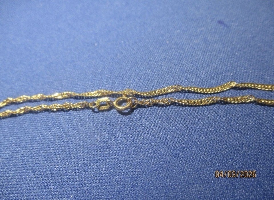 10k Solid Gold Singapore Rope Bracelet 7 in Spring Ring Clasp Signed No Stone