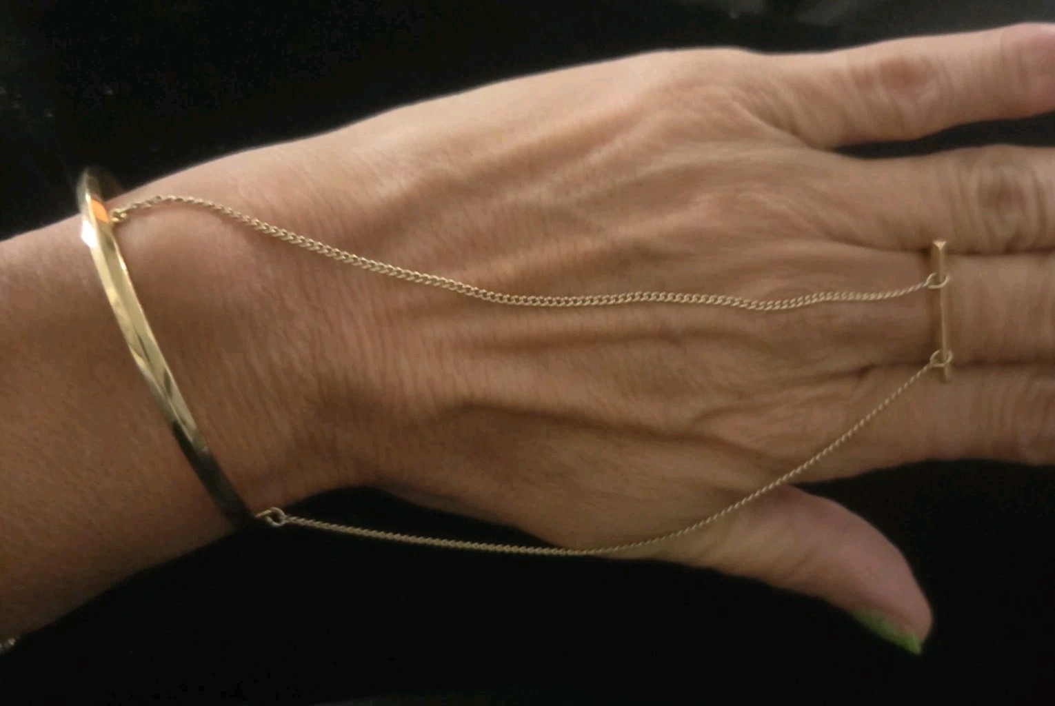 BCBG MaxAzria Gold Hand Chain Bracelet Ring Harness Slave Bracelet Adjustable