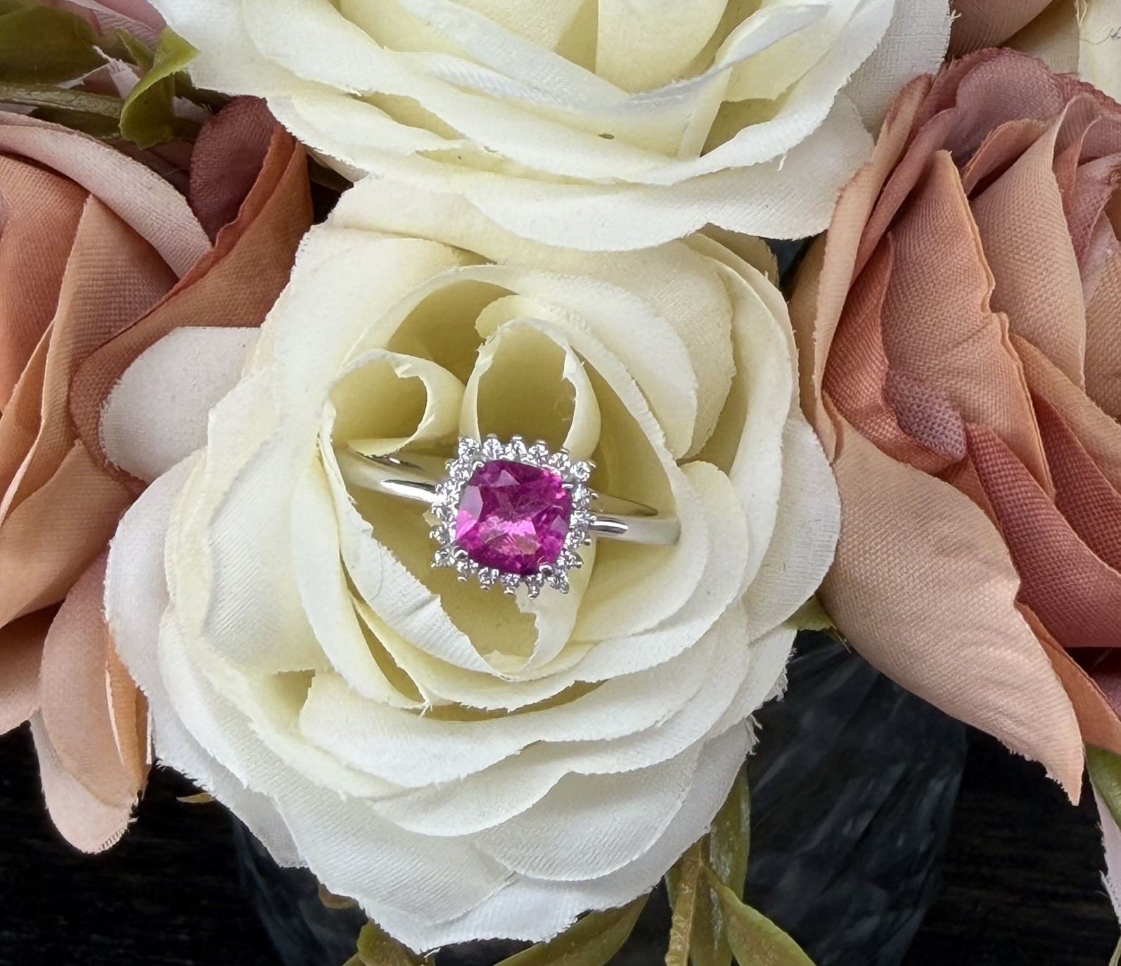 Set! – 1.15CT Natural Pink Topaz Ring 8 Pendant Necklace & Earrings 925 Sterling