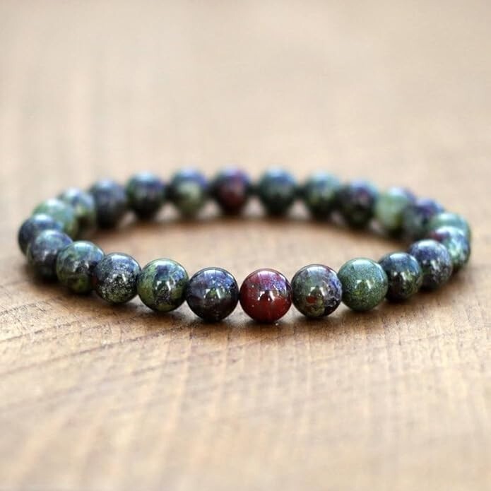 Dainty 8mm Genuine Dragon Bloodstone Bracelet Healing Reiki Unisex Lucky Gift