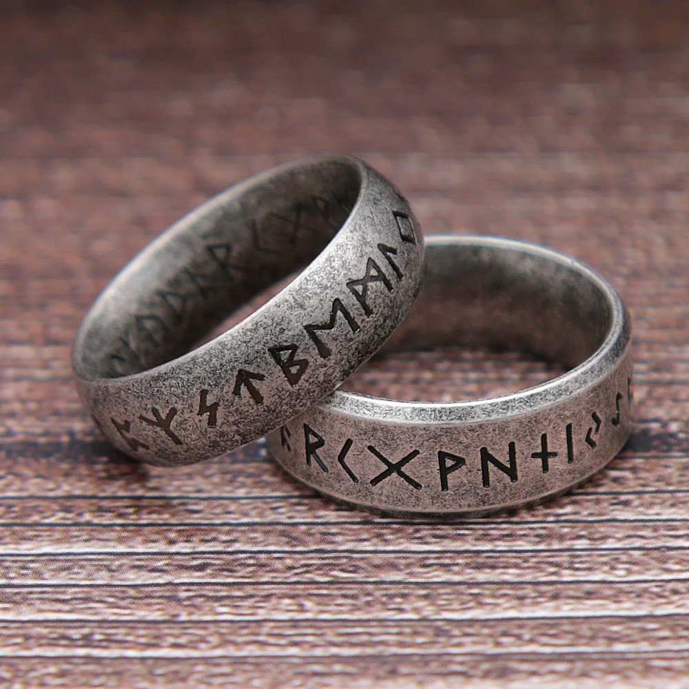 Viking Rune Ring Stainless Steel Odin Amulet Retro Unisex Jewelry Gift