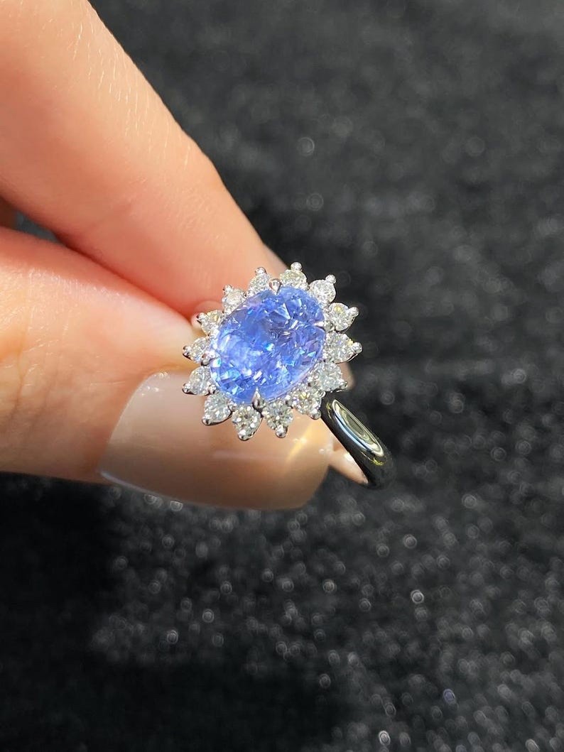 Oval Cut Lavender Sapphire Ring 925 Sterling Silver Women’s Engagement Ring.