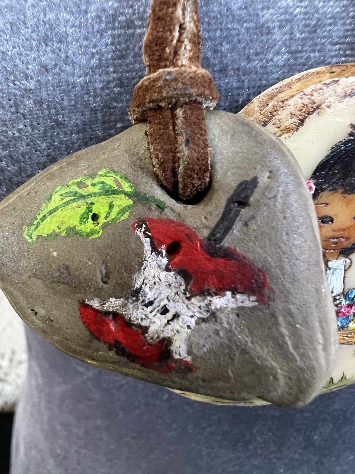 Lot of 5 Hand painted Piece Of Rock Necklaces W Leather Cord