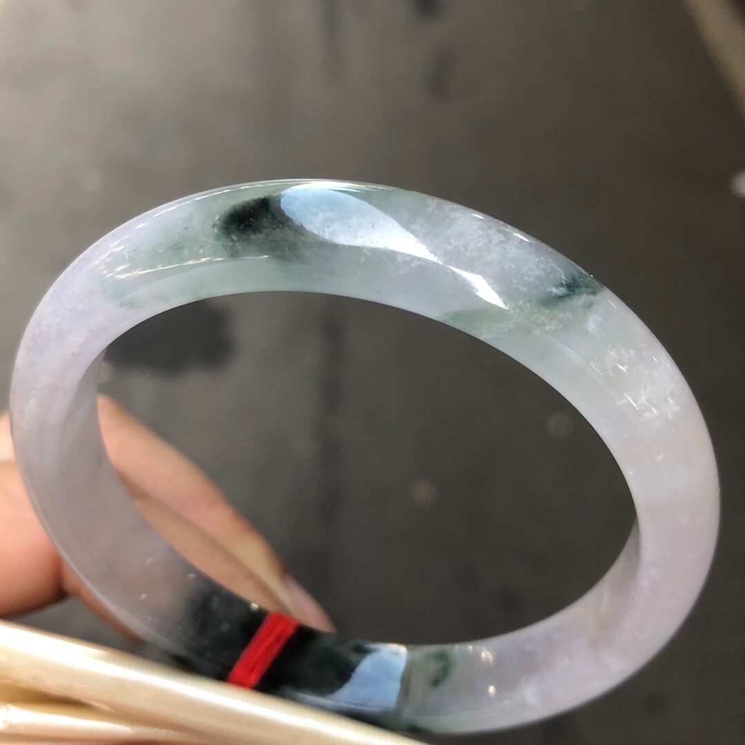 Natural AAA Icy White Green Burmese Jade jadeite bracelets Bangle 57mm