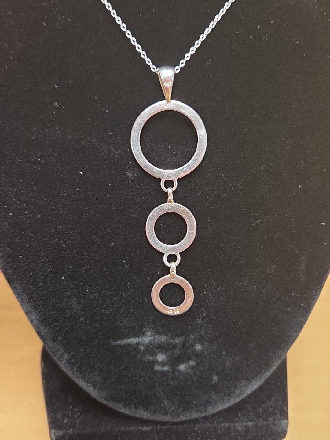 Fashion Jewelry 925 Sterling Silver 3 Circles Women Necklace *SEE PICS