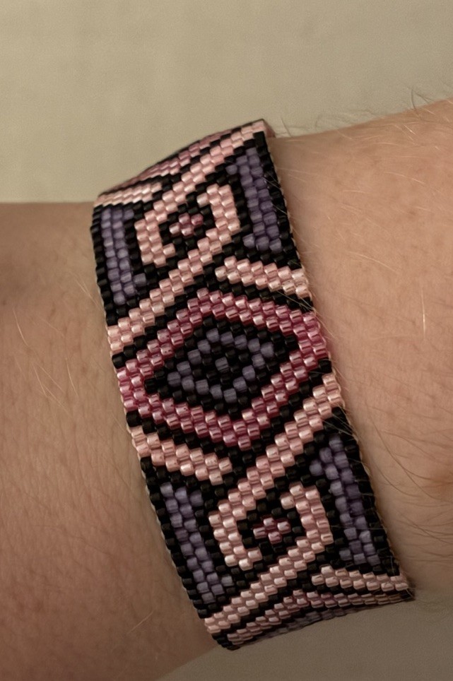 Handmade Miyuki Delica Bead Geometric Cuff Bracelet Toggle Closure