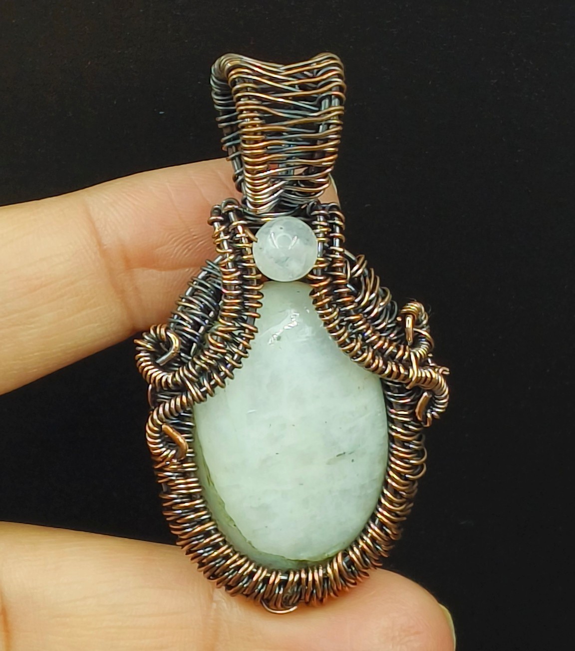 Copper Porcelain Jasper Gemstone Opal Handmade Jewelry Pendant