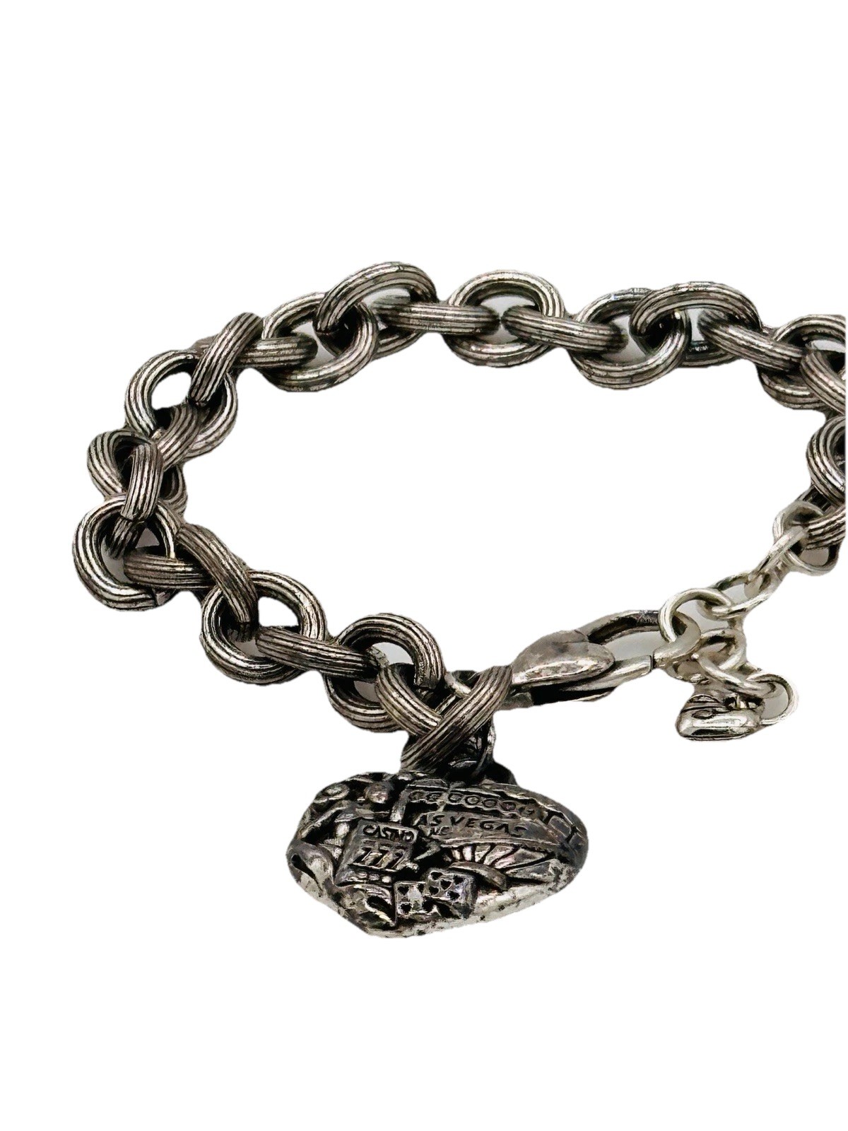 Brighton Silver Plated Chunky Chain Bracelet Las Vegas Travel Series Heart