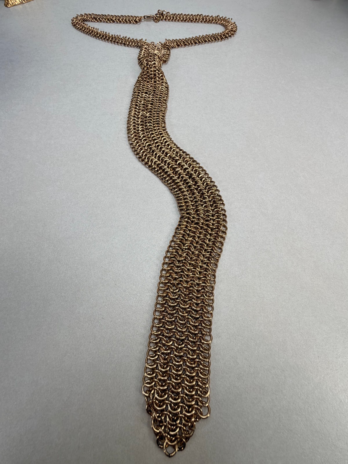 ZARA NWOT Gold Chain Necktie Statement Necklace Runway Chunky Bib Collar