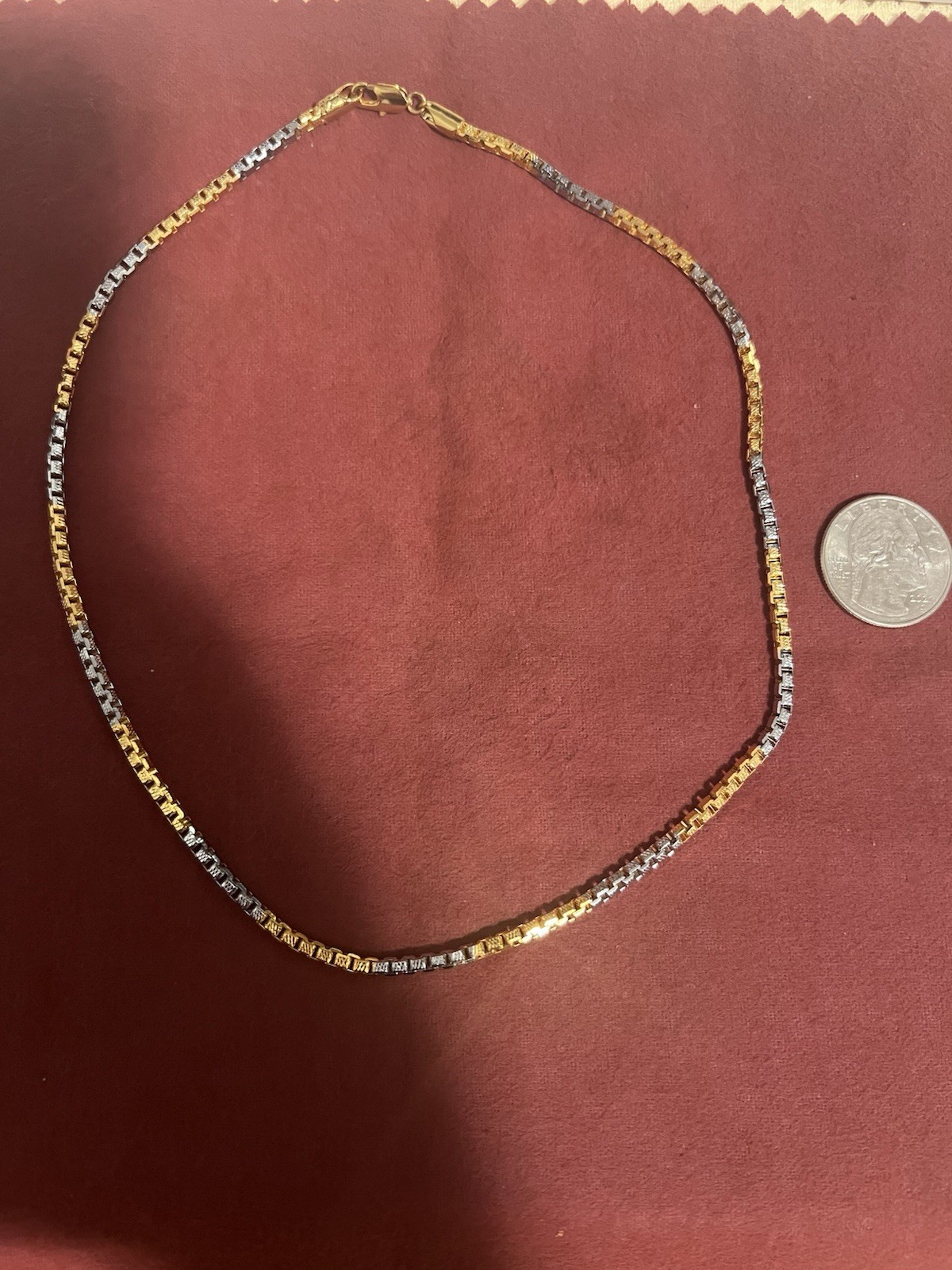 2 Tone Yellow Gold Filled 18 Inch Chain