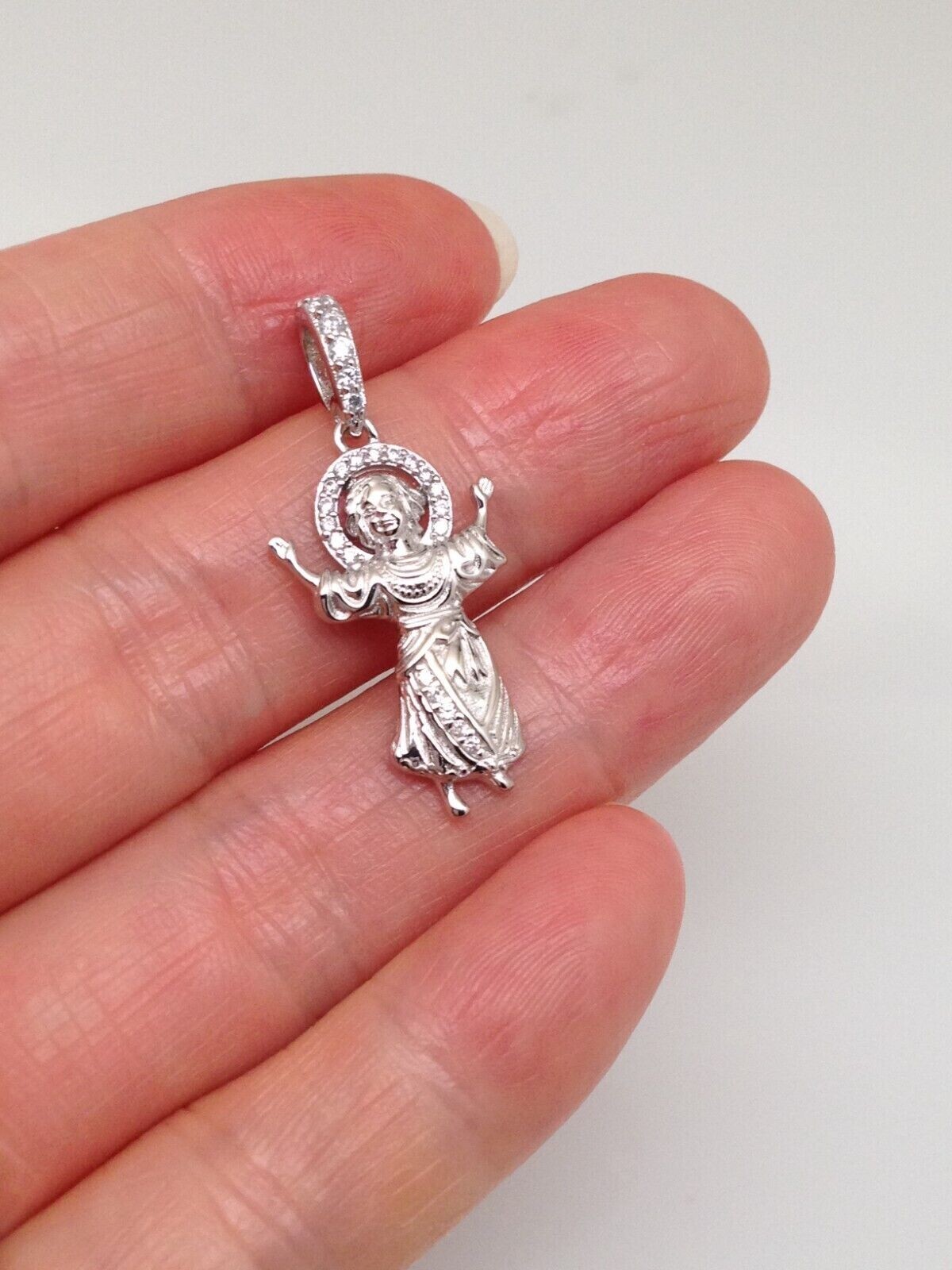 925 Sterling Silver CZ Baby Jesus Pendant 21mm(0.83″)/30mm(1.18″) Unisex