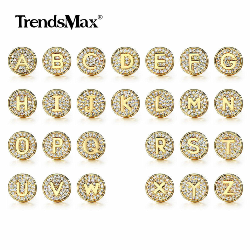 CZ Stud Earrings For Men Women 26 Letter Initial Studs Earrings Gold Plated Xmas