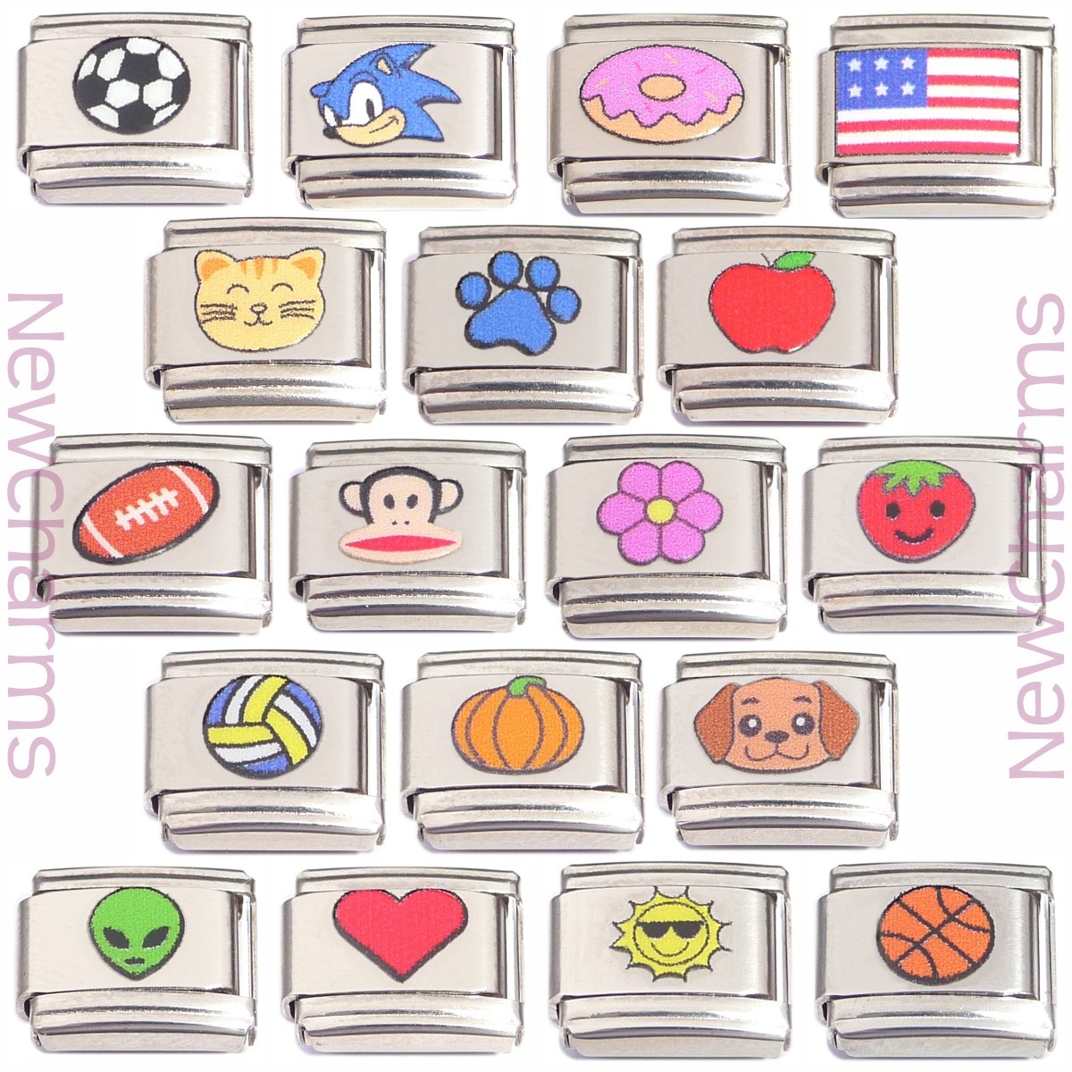 18 Value Italian Charms Making a Full Bracelet – Custom 1990s 2000s Jewelry