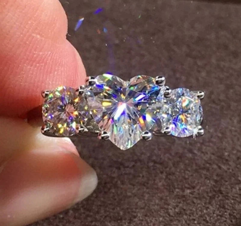 RARE 4.00 Ct Certified White Treated Diamond Solitaire Ring In 925 Silver