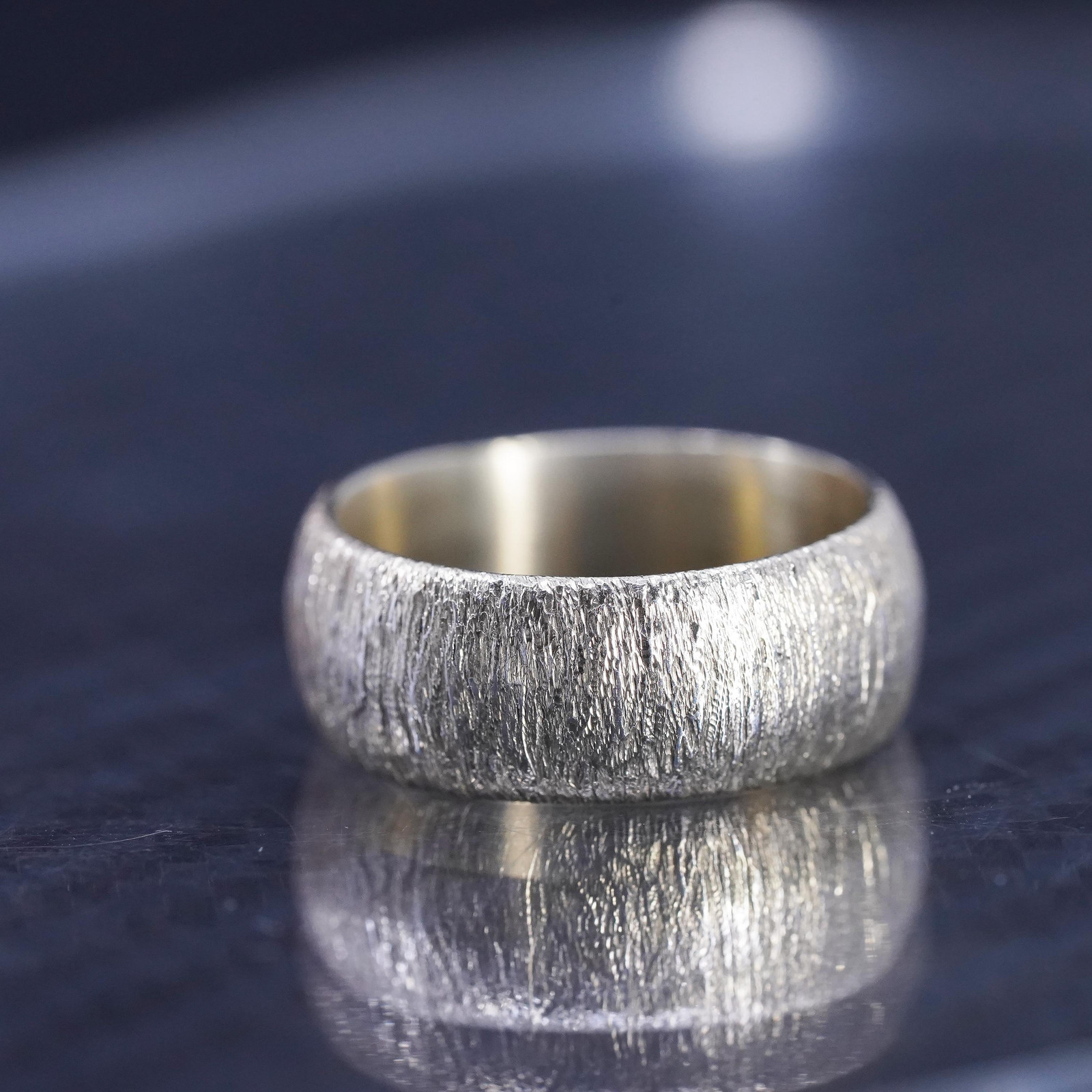 Size 6, Italian Itaor vermeil yellow gold sterling silver 925 textured ring