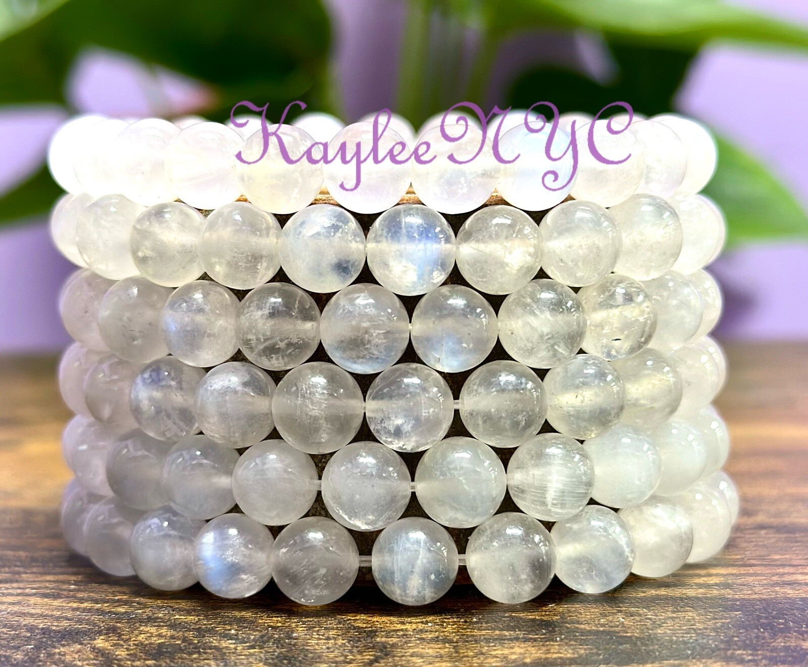 Wholesale 6 Pcs Natural Moonstone 8mm 7.5” Crystal Healing Stretch Bracelet