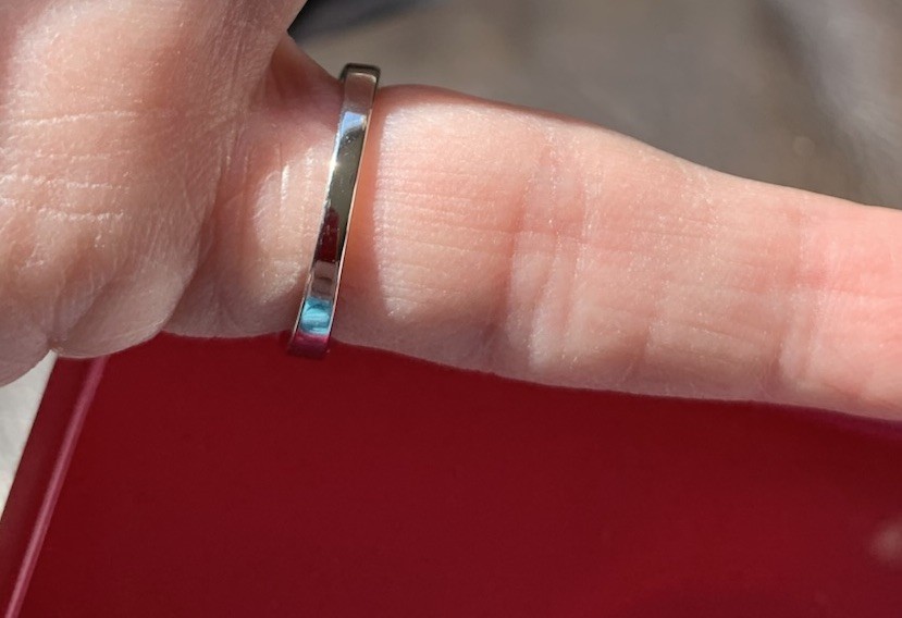 New 18k White Gold Filled Blue Opal Wave Inlay-size 5