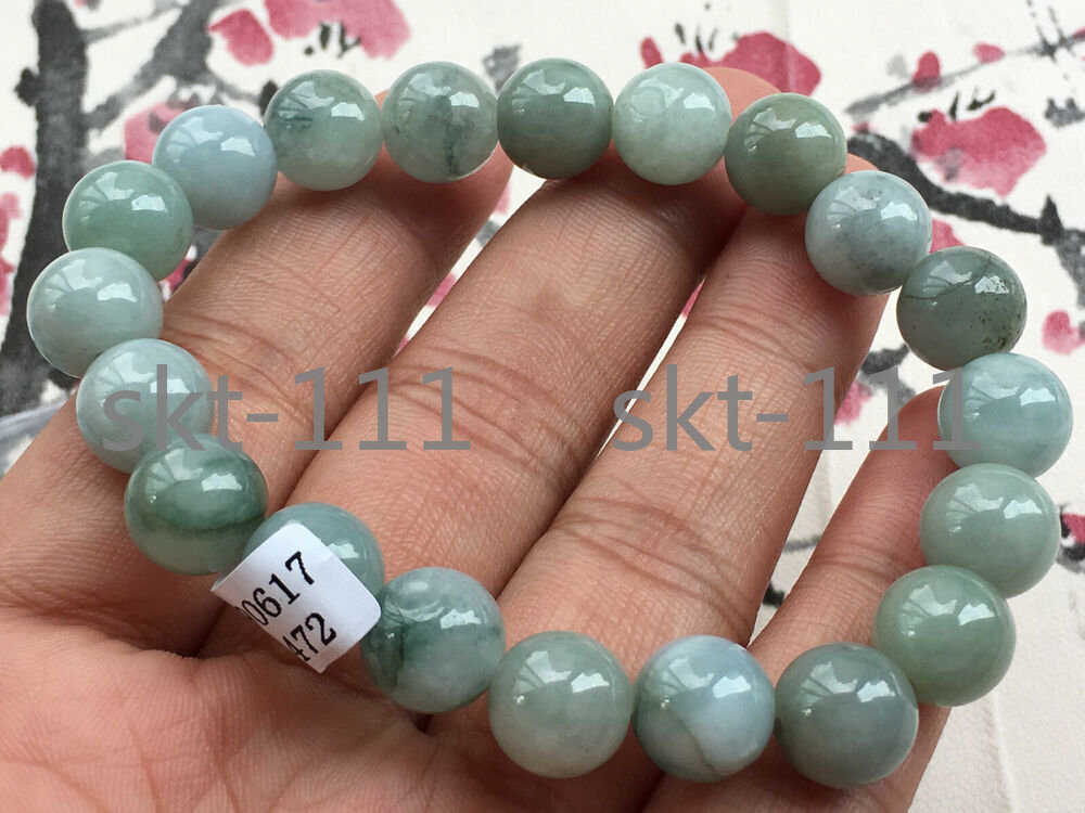 Certified natural A grade jade jadeite 10mm Round elastic jade bracelet AAA