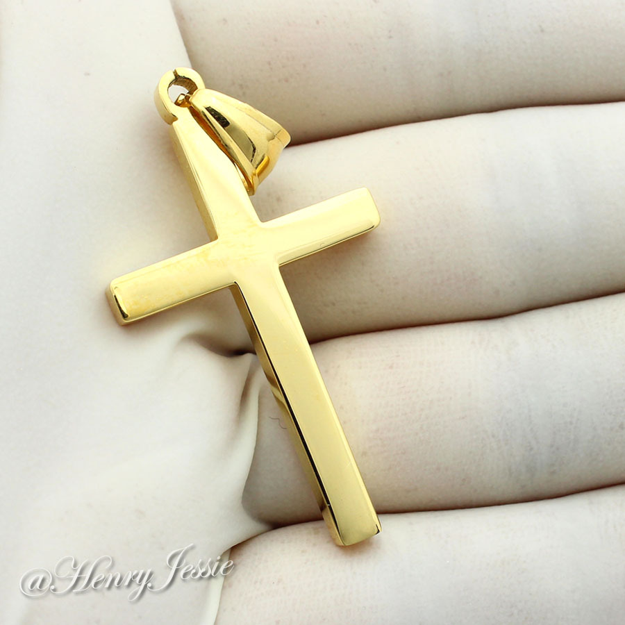 18″20″24″Stainless Steel 1.5mm Gold Plated Rope Chain Necklace Cross Pendant*GP