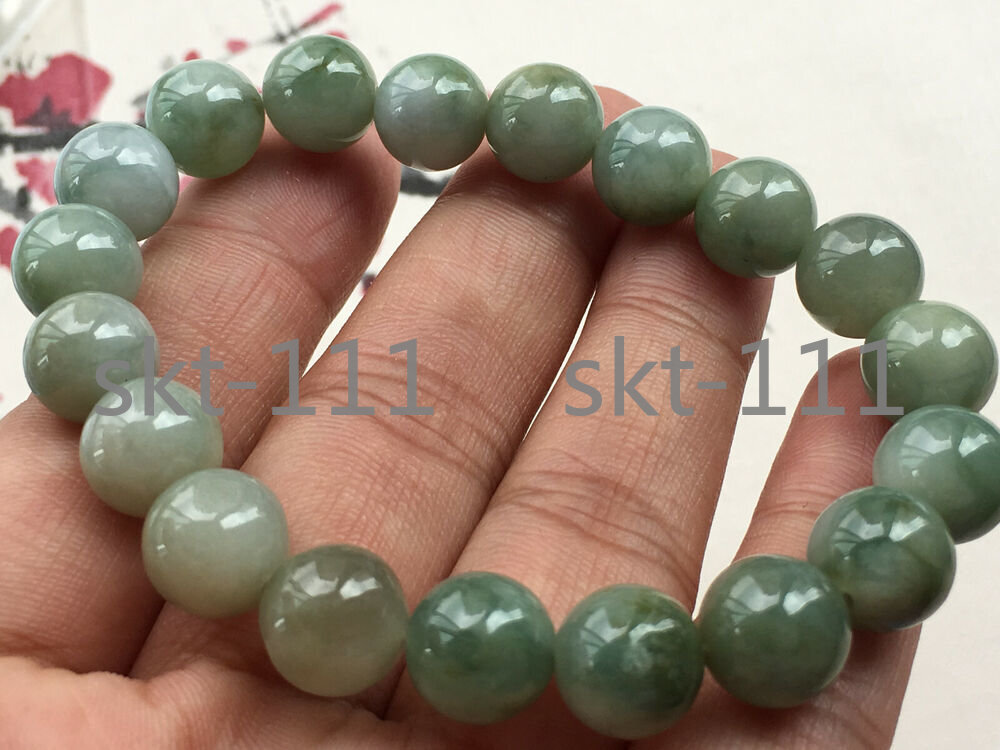 Certified natural A grade jade jadeite 10mm Round elastic jade bracelet AAA