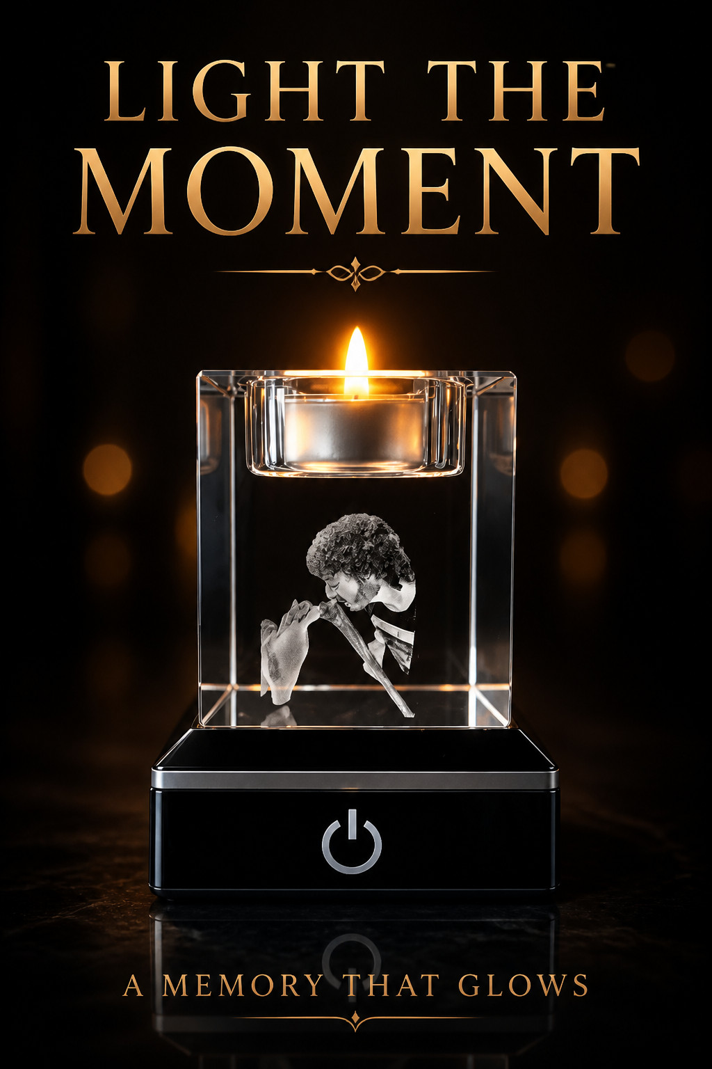 Crystal for Moms 3D engraved, your photo free LED light base