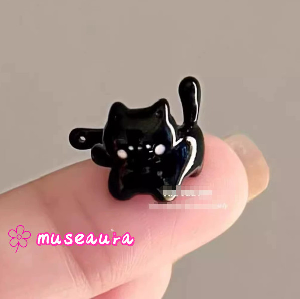No Piercing Black Cat Ear Cuffs, Versatile Cartoon Kitty Clip Earrings