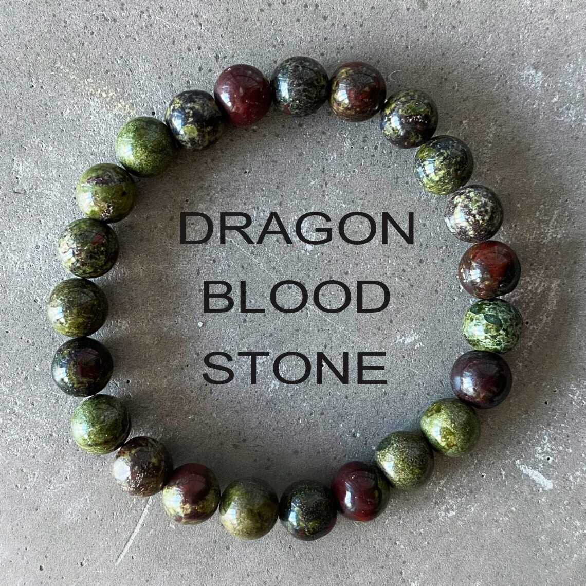 Natural Dragon Blood Stone Bracelet Green Gemstone Stretch Bracelet Handmade