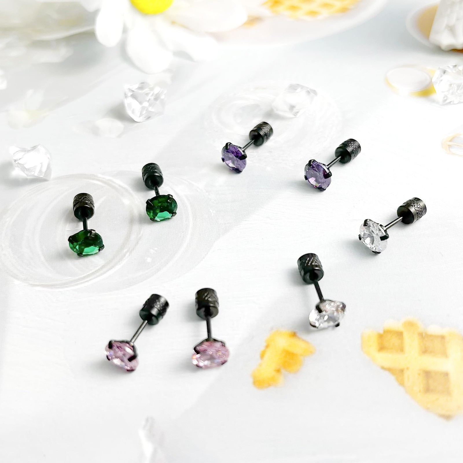 8Pairs Screw Back Stud Earrings Surgical Stainless Steel Stud Earrings for Wo…