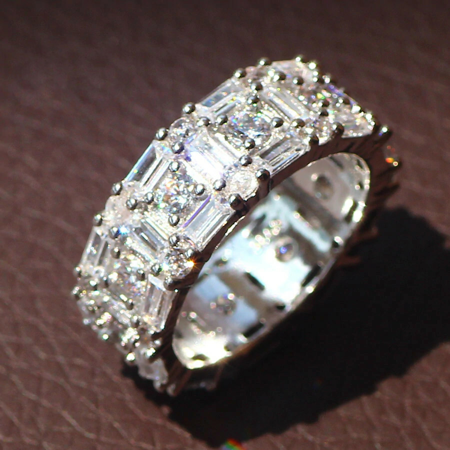Gorgeous 925 Silver Filled Wedding Ring Women Jewelry Cubic Zircon Ring Sz 6-10