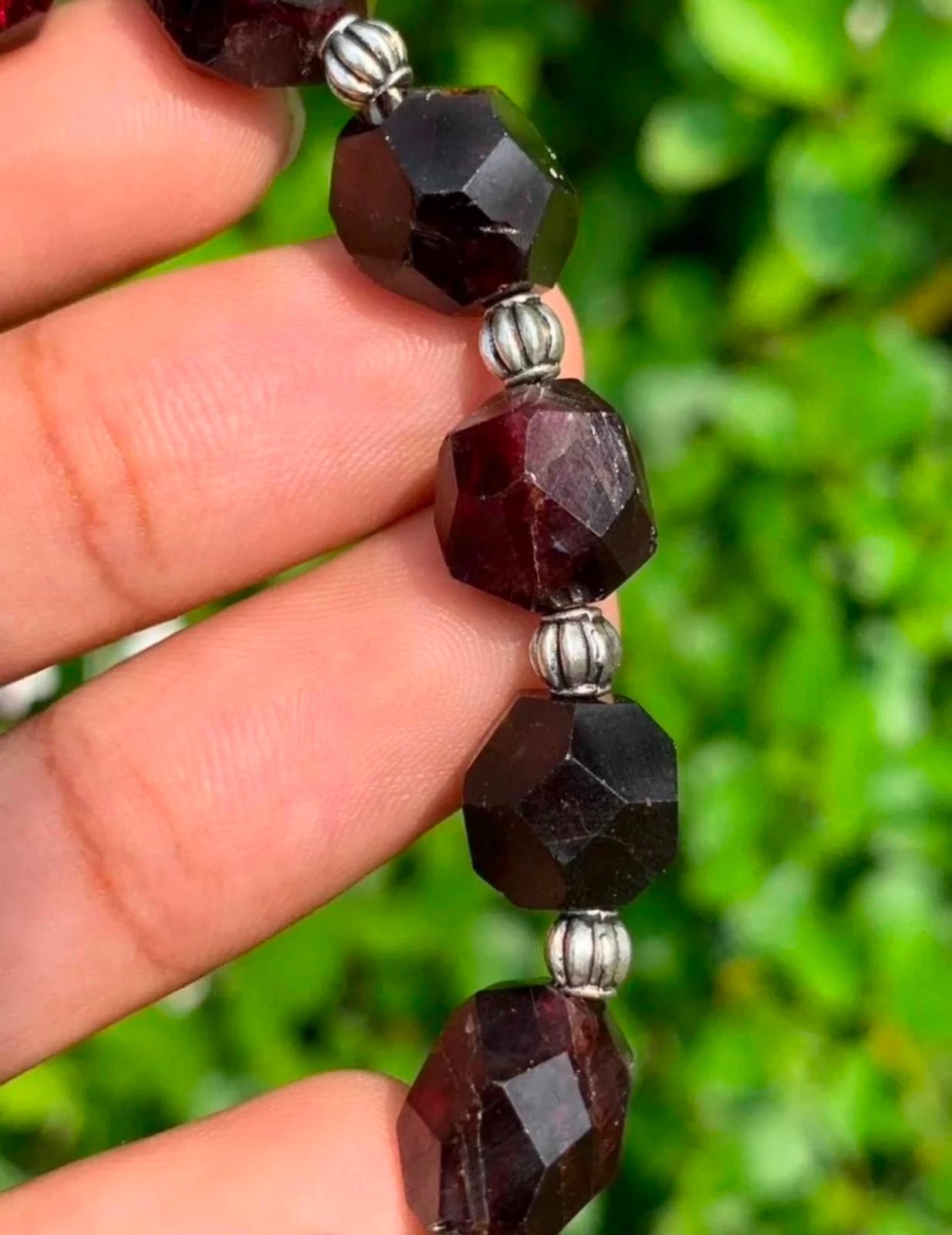 Raw Almandine Garnet Chunk Bracelet Natural Handmade January Birthstone Gift